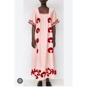 Zara Limited Edition Embroidered Floral Oversized Kaftan Dress Size Medium NWT